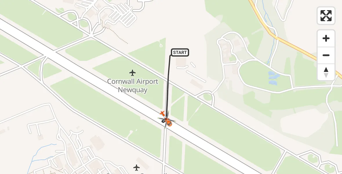 Flight route Coastguard Helicopter Cornwall Airport Newquay - Cornwall Airport Newquay, 27 June 2026, 13:43