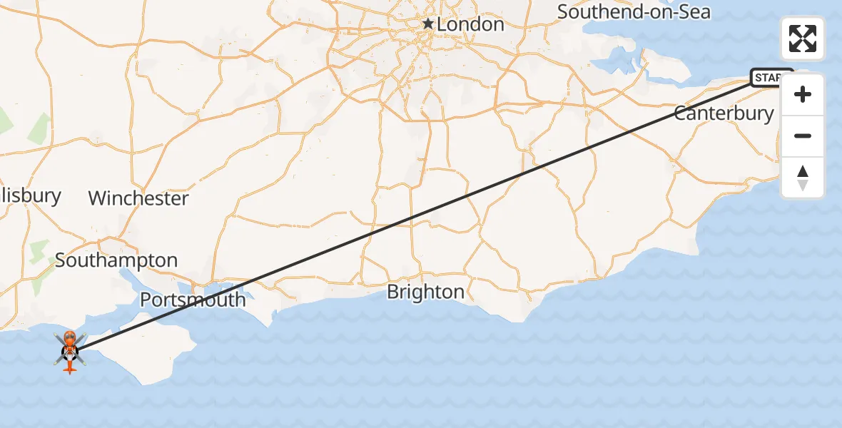 Flight route Coastguard Helicopter Minnis Bay - English Channel, 27 June 2026, 14:01