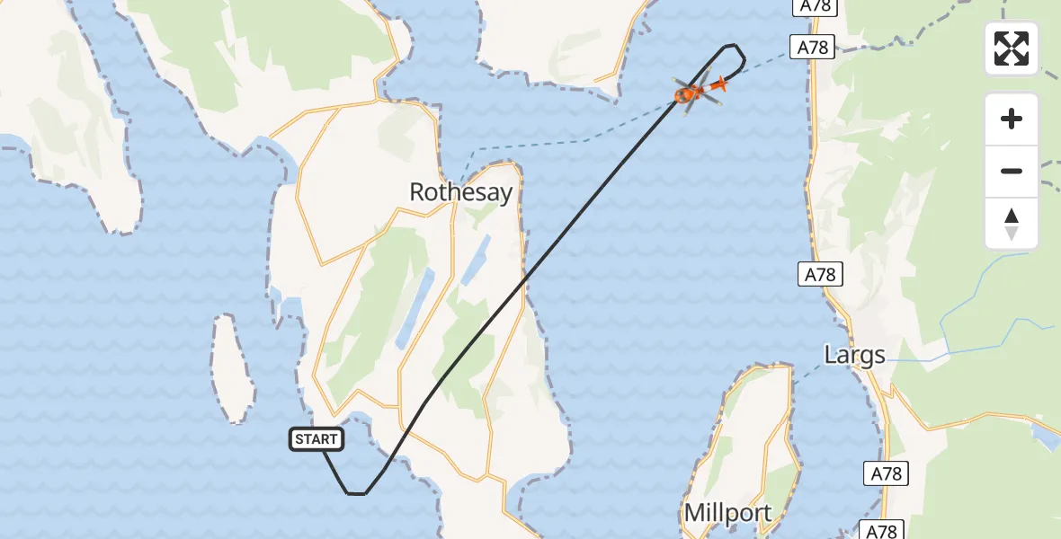 Flight route Coastguard Helicopter Inner Seas - Inner Seas, 27 June 2026, 14:03