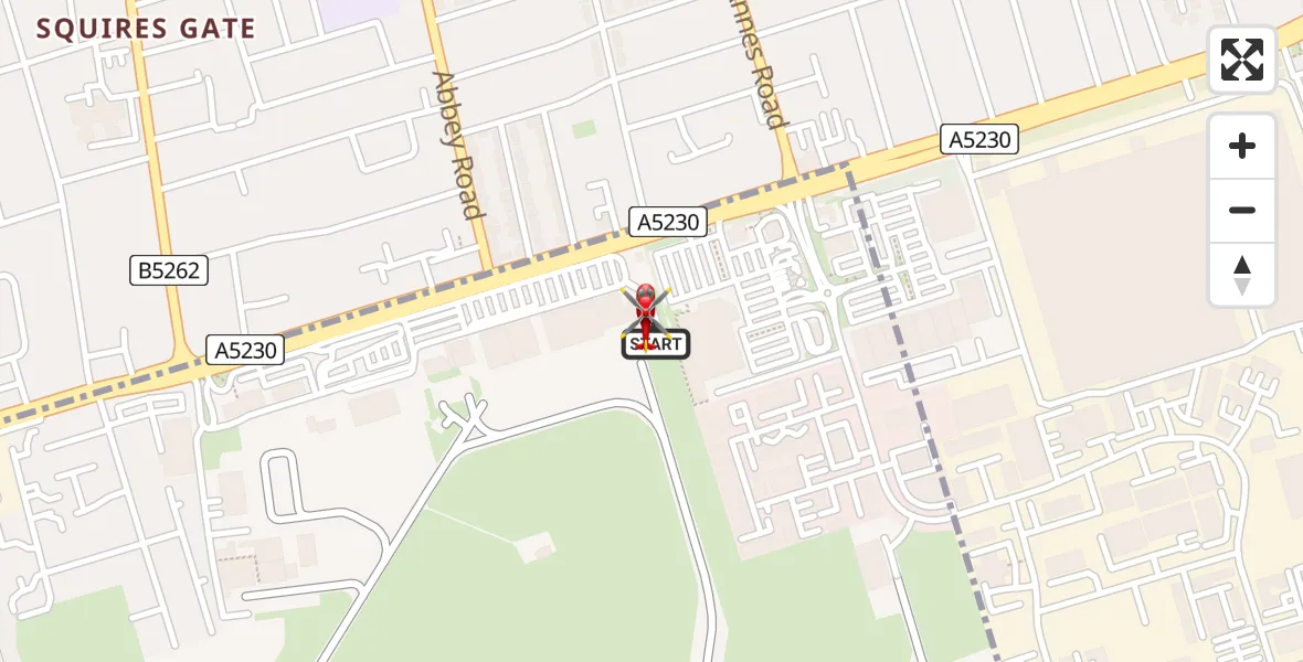 Flight route Air Ambulance Helicopter Blackpool Airport - Blackpool Airport, 27 June 2026, 15:18