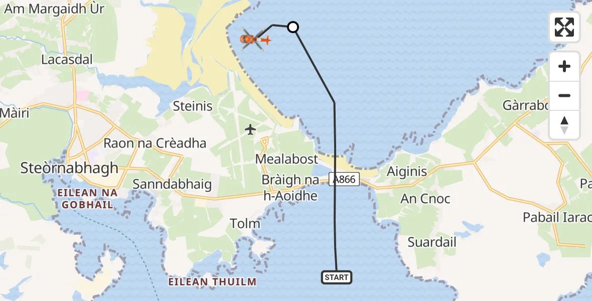 Flight route Coastguard Helicopter Inner Seas - Àird Thunga, 27 June 2026, 15:54