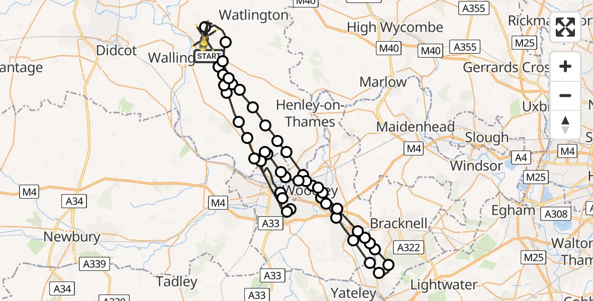 Flight route Police Helicopter Benson - RAF Benson, 27 June 2026, 18:48