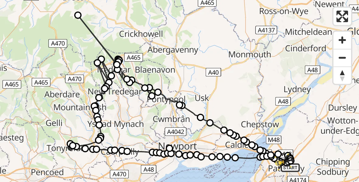 Flight route Police Helicopter Bristol - Patchway, 27 June 2026, 22:34
