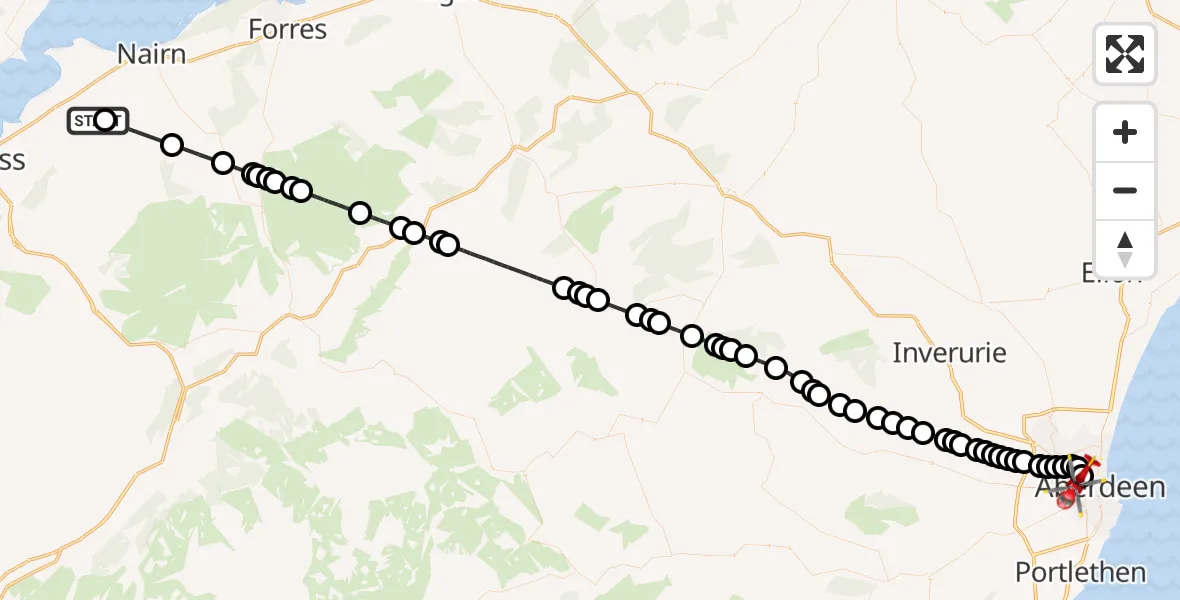 Flight route Air Ambulance Helicopter Highland - Rosemount, 27 June 2026, 22:35