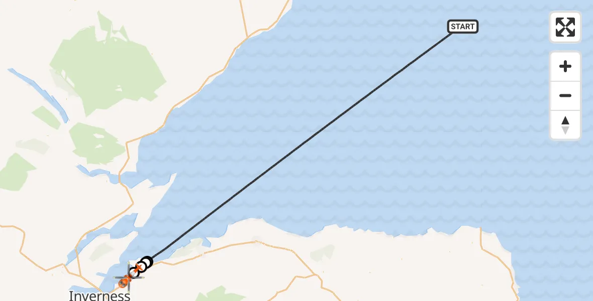 Flight route Coastguard Helicopter North Sea - Inverness Airport, 28 June 2026, 06:03