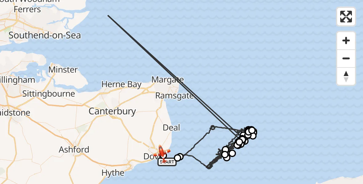 Flight route Coastguard Drone English Channel - Dover, 28 June 2026, 07:19
