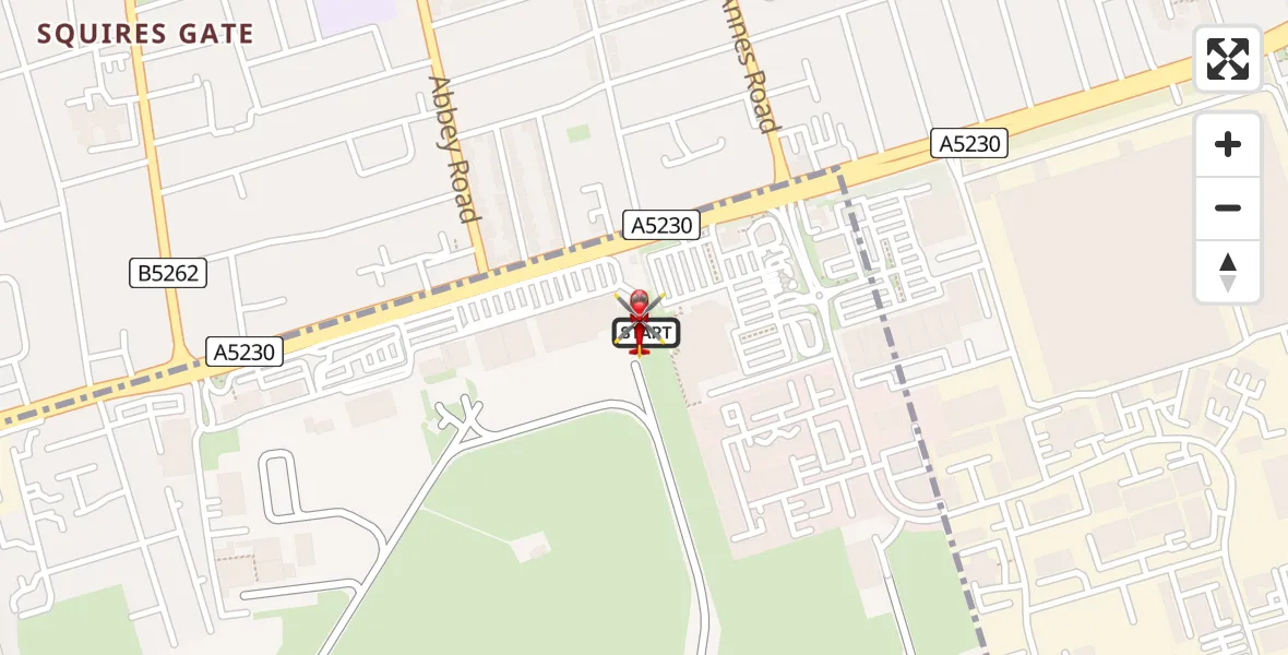 Flight route Air Ambulance Helicopter Blackpool Airport - Blackpool Airport, 28 June 2026, 07:33