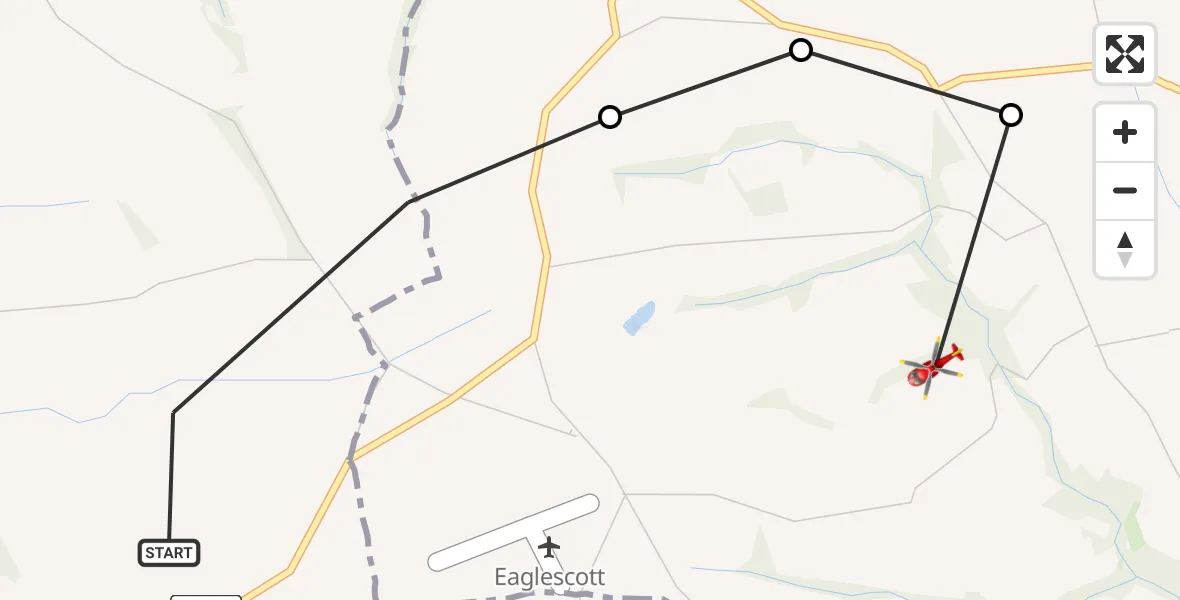 Flight route Air Ambulance Helicopter Roborough - Burrington, 28 June 2026, 08:19