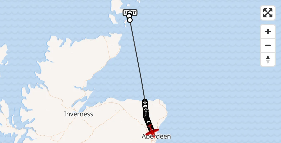 Flight route Air Ambulance Aircraft Taing of Beeman - Dyce and Stoneywood, 28 June 2026, 09:54