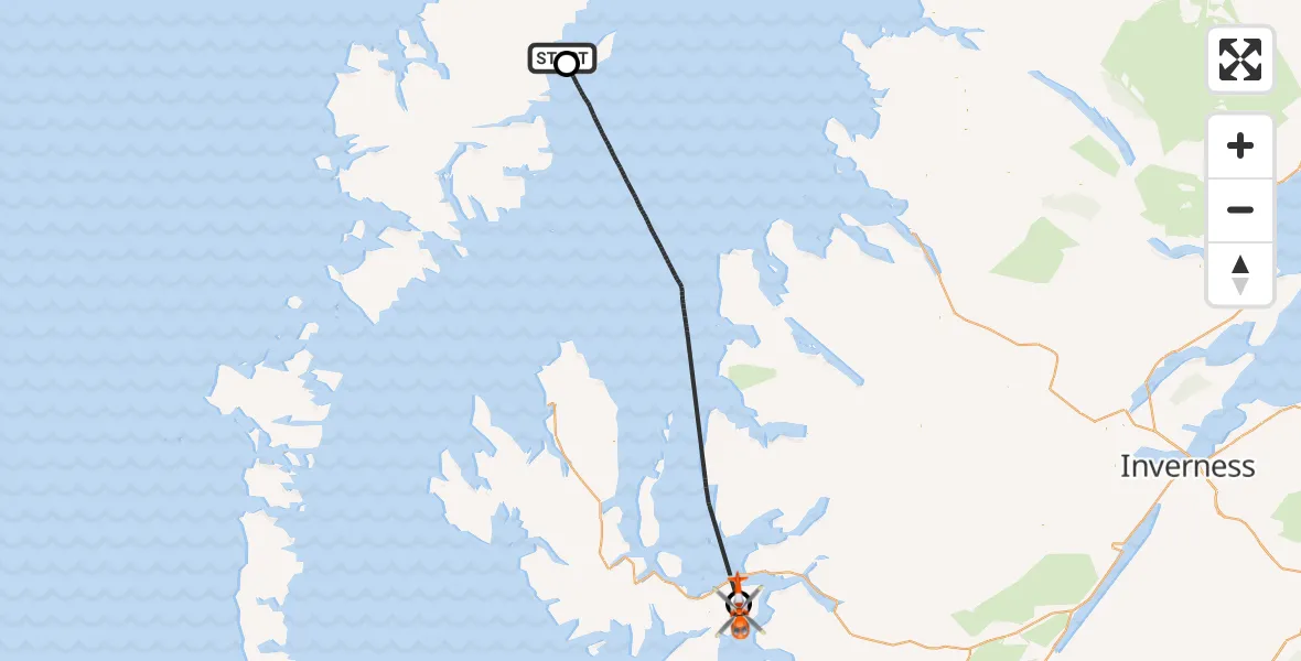 Flight route Coastguard Helicopter Stornoway Airport - Highland, 28 June 2026, 12:42