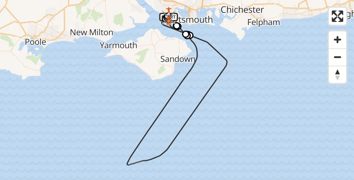 Flight route Coastguard Helicopter Solent Airport - Solent Airport, 28 June 2026, 14:49