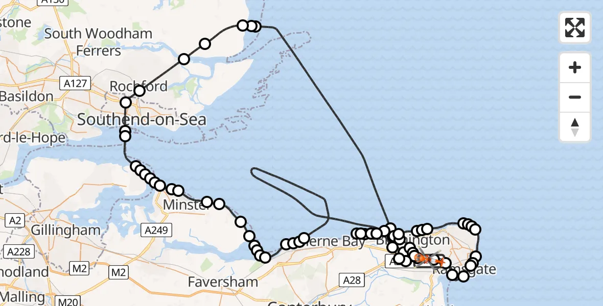 Flight route Coastguard Helicopter Manston Airport - Manston Airport, 28 June 2026, 15:31