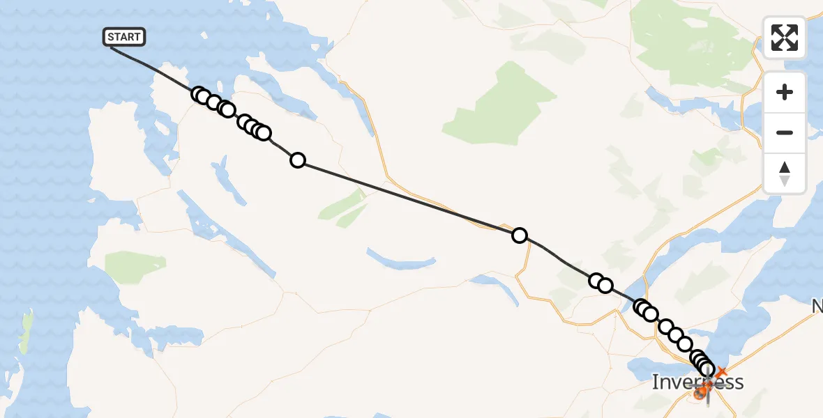 Flight route Coastguard Helicopter Inner Seas - Inverness, 28 June 2026, 17:07