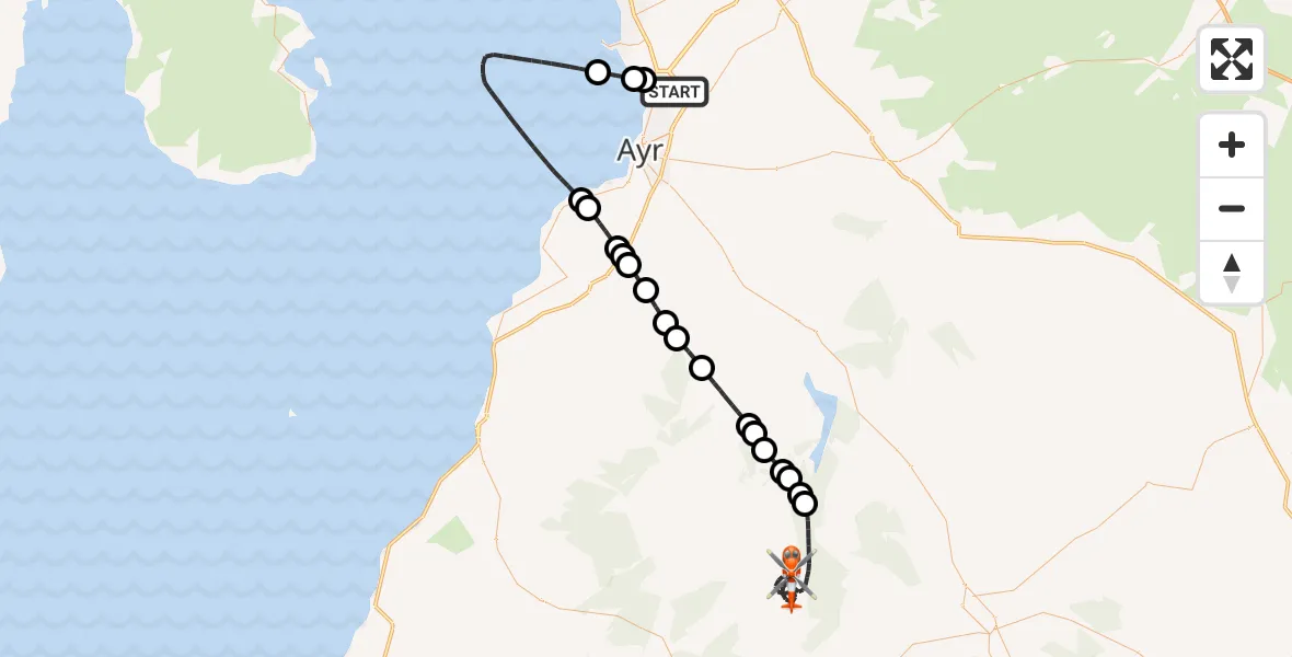 Flight route Coastguard Helicopter Glasgow Prestwick Airport - Dumfries and Galloway, 28 June 2026, 17:31