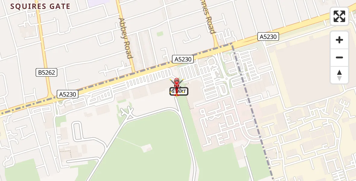 Flight route Air Ambulance Helicopter Blackpool Airport - Blackpool Airport, 28 June 2026, 18:28