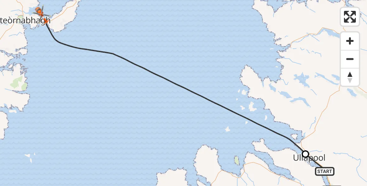 Flight route Coastguard Helicopter Ullapool - Mealabost, 28 June 2026, 18:37