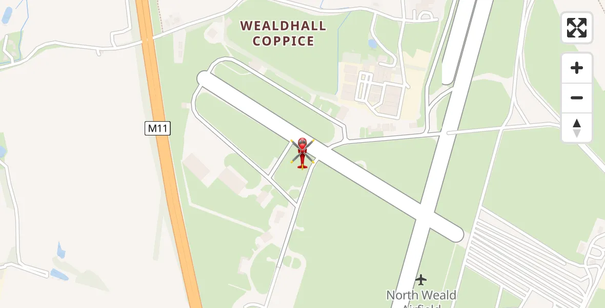 Flight route Air Ambulance Helicopter North Weald Airfield - North Weald Airfield, 28 June 2026, 18:47
