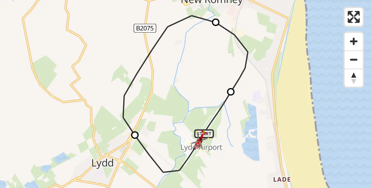 Flight route Air Ambulance Helicopter Lydd London Ashford Airport - Lydd London Ashford Airport, 29 June 2026, 08:14