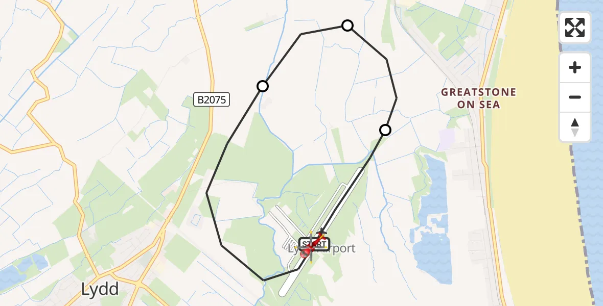 Flight route Air Ambulance Helicopter Lydd London Ashford Airport - Lydd London Ashford Airport, 29 June 2026, 08:23