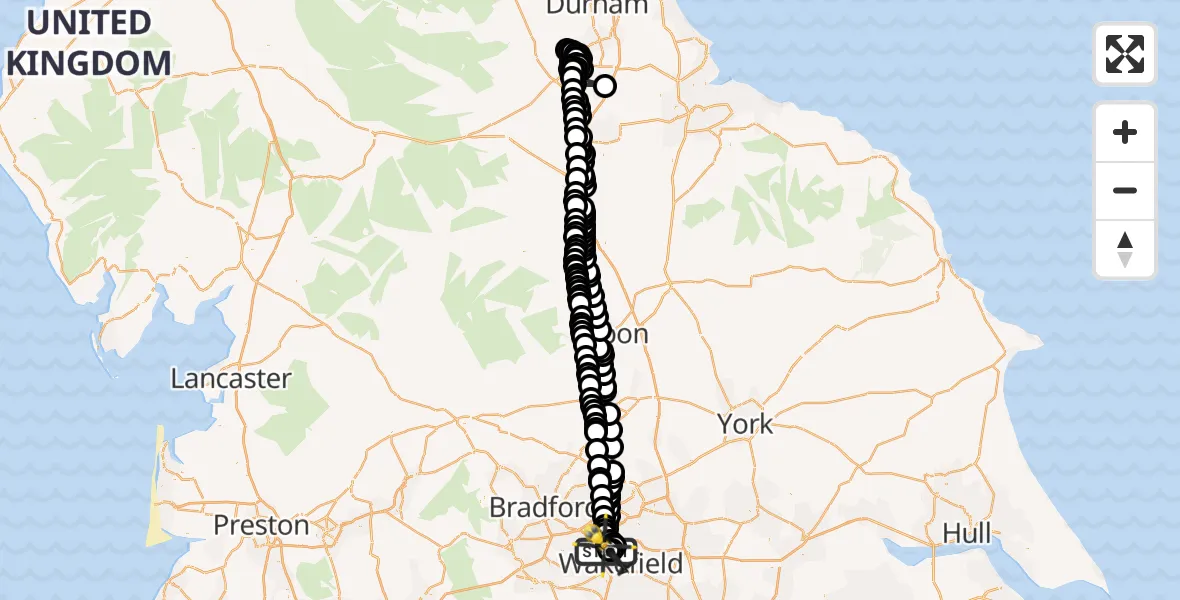 Flight route Police Helicopter East Ardsley - East Ardsley, 29 June 2026, 09:38