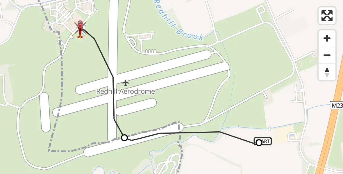 Flight route Air Ambulance Helicopter Redhill Aerodrome - Redhill Aerodrome, 29 June 2026, 09:46