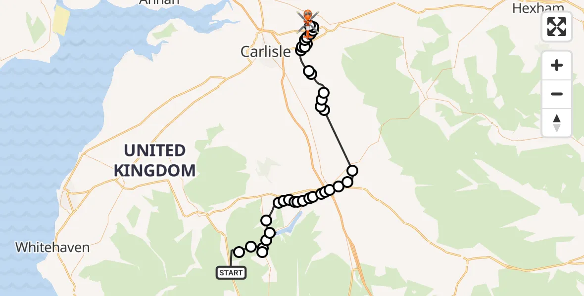 Flight route Coastguard Helicopter St. John's Castlerigg and Wythburn - Carlisle Lake District Airport, 29 June 2026, 11:19