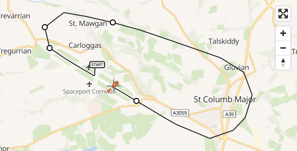 Flight route Coastguard Helicopter Cornwall Airport Newquay - Cornwall Airport Newquay, 29 June 2026, 13:14