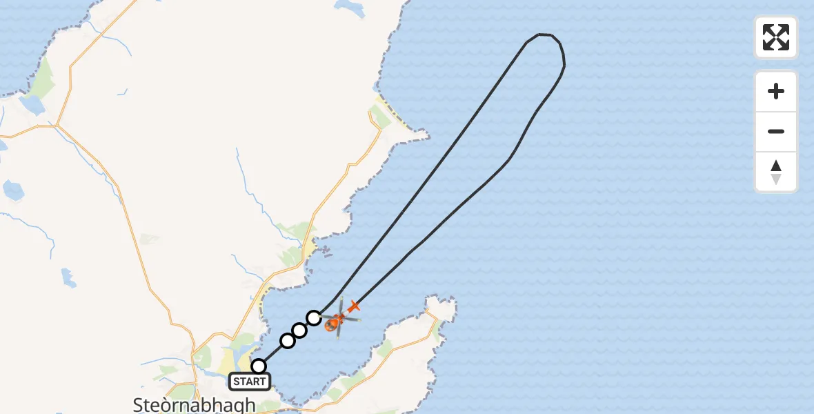 Flight route Coastguard Helicopter Stornoway Airport - Inner Seas, 29 June 2026, 13:34