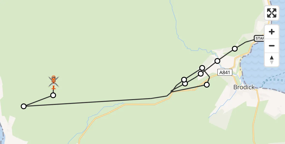 Flight route Coastguard Helicopter North Ayrshire - Baniorlach, 29 June 2026, 13:35