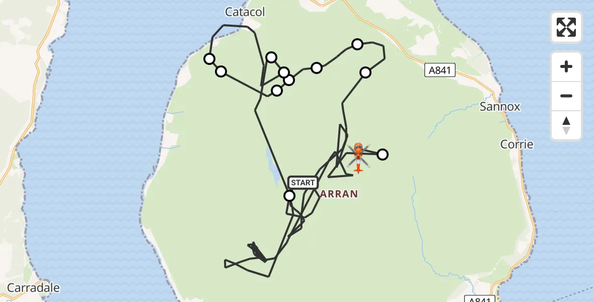 Flight route Coastguard Helicopter North Ayrshire - Portcullis Buttress, 29 June 2026, 14:19