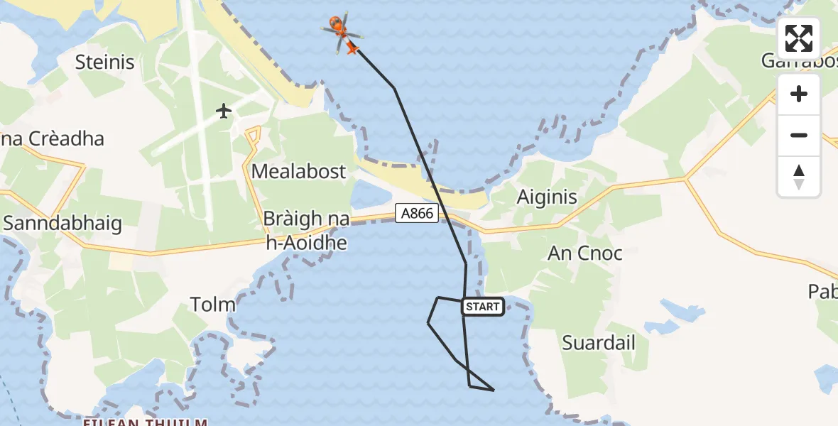 Flight route Coastguard Helicopter Inner Seas - Mealabost, 29 June 2026, 15:29