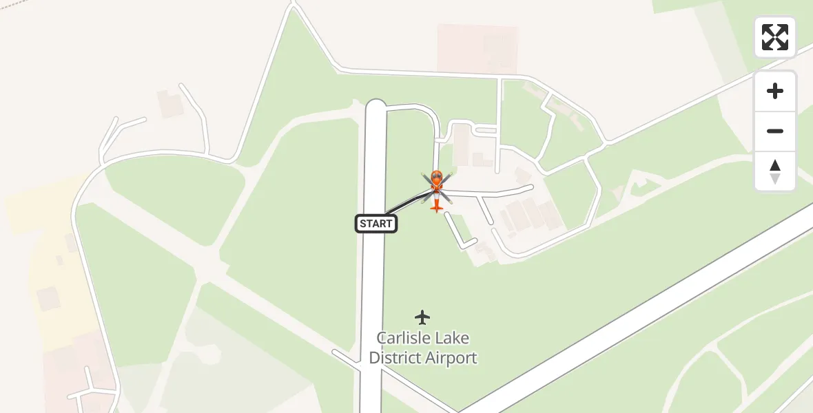 Flight route Coastguard Helicopter Carlisle Lake District Airport - Carlisle Lake District Airport, 29 June 2026, 20:01