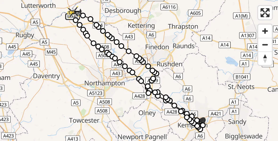 Flight route Police Helicopter Welford - Sulby, 29 June 2026, 20:02