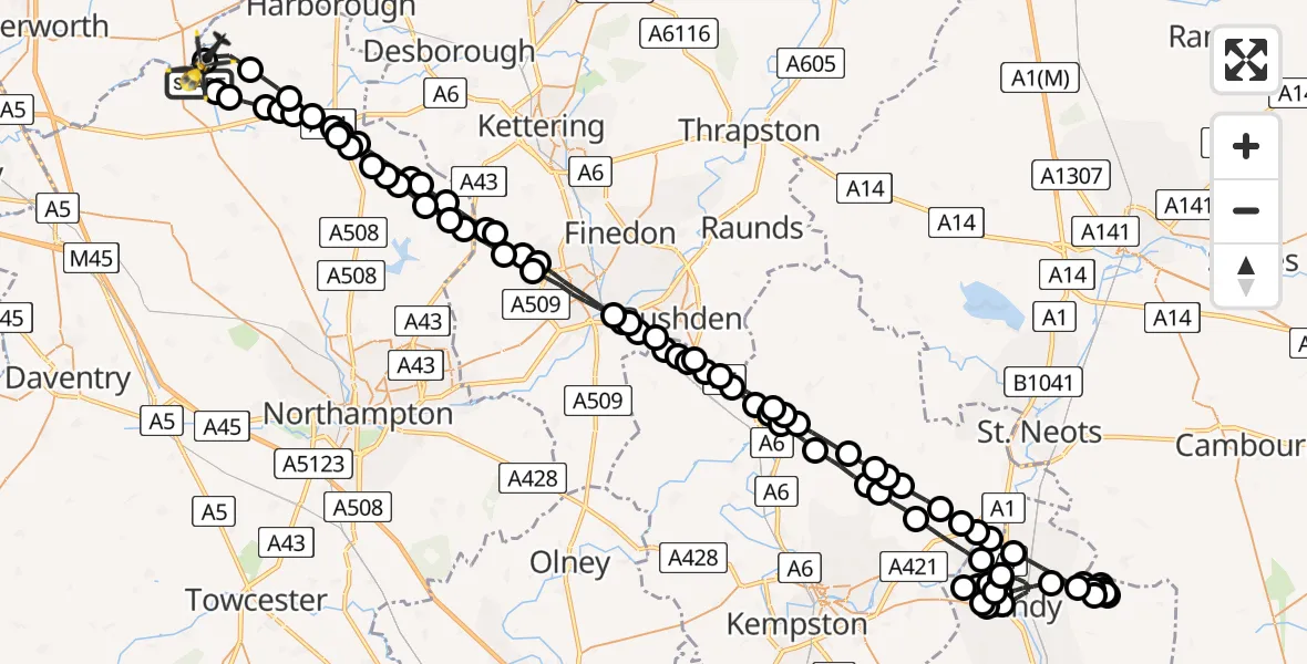 Flight route Police Helicopter Welford - Sulby, 29 June 2026, 22:39
