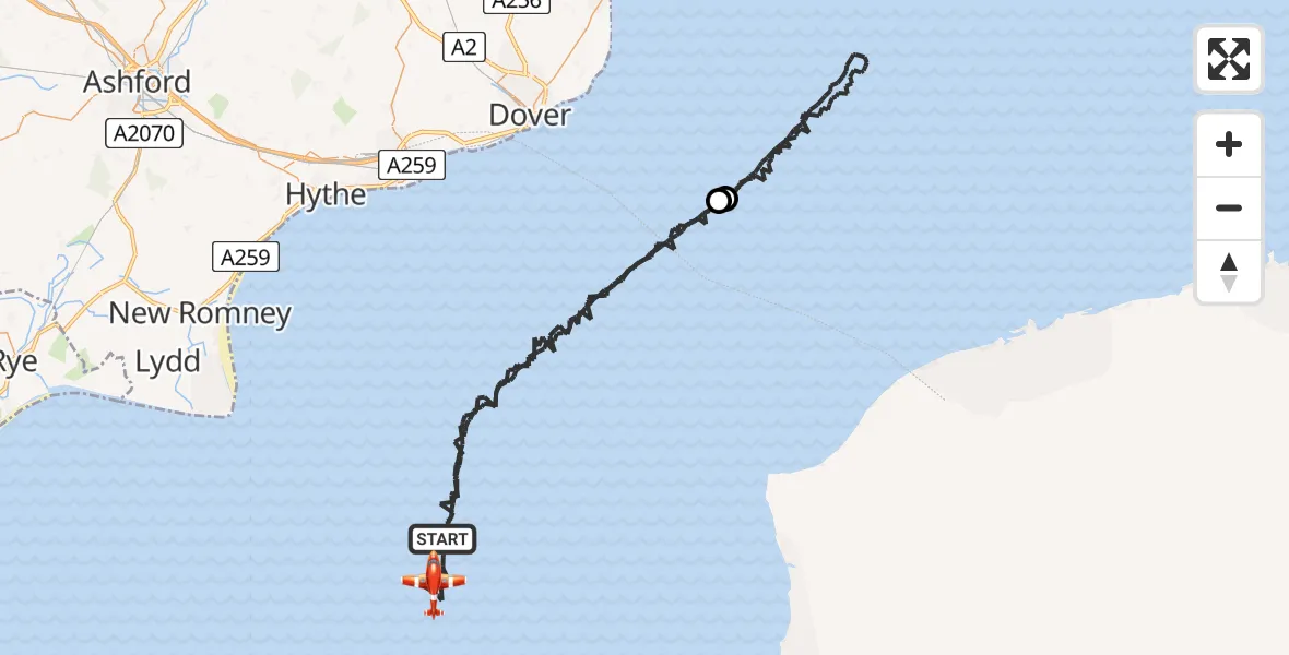 Flight route Coastguard Drone English Channel - English Channel, 30 June 2026, 01:43