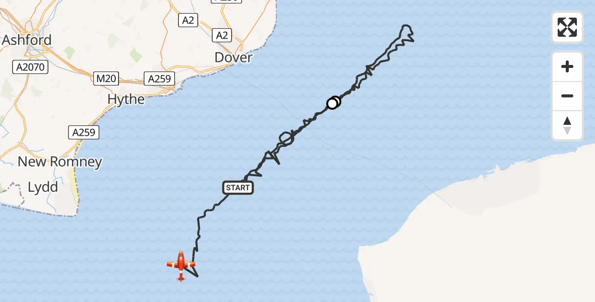 Flight route Coastguard Drone English Channel - English Channel, 30 June 2026, 02:57