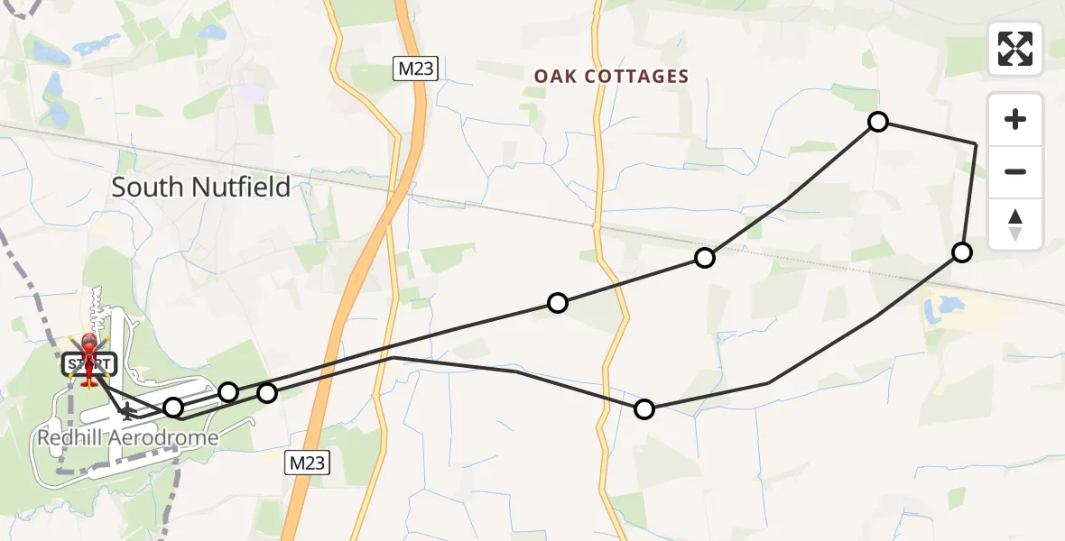 Flight route Air Ambulance Helicopter Redhill Aerodrome - Redhill Aerodrome, 30 June 2026, 03:49