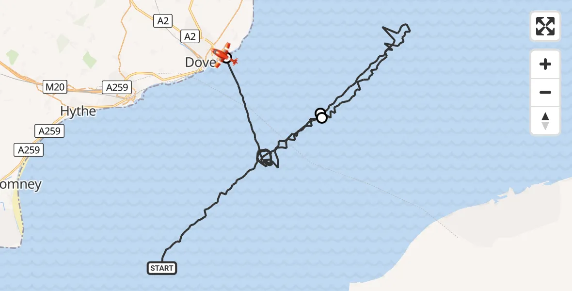 Flight route Coastguard Drone English Channel - Dover, 30 June 2026, 04:01