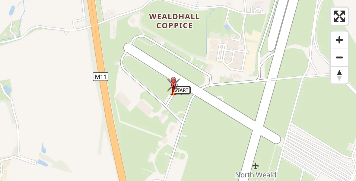 Flight route Air Ambulance Helicopter North Weald Airfield - North Weald Airfield, 30 June 2026, 07:37