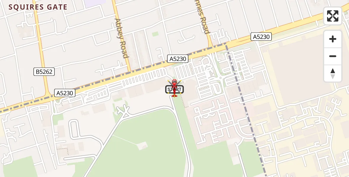 Flight route Air Ambulance Helicopter Blackpool Airport - Blackpool Airport, 30 June 2026, 07:41