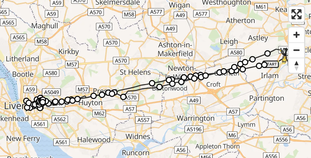 Flight route Police Helicopter Irlam - Irlam, 30 June 2026, 09:47