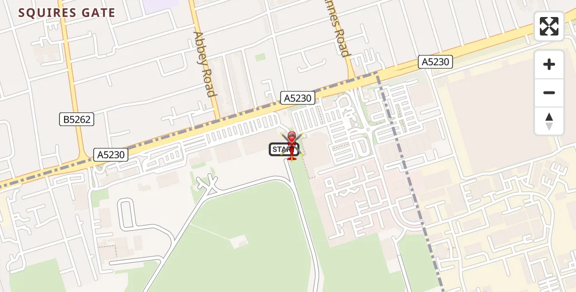 Flight route Air Ambulance Helicopter Blackpool Airport - Blackpool Airport, 30 June 2026, 11:09