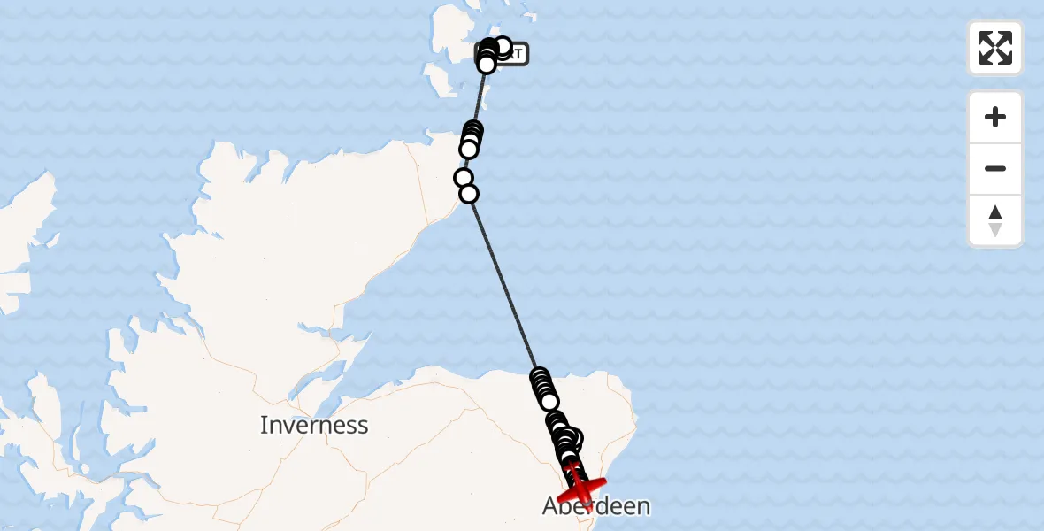 Flight route Air Ambulance Aircraft Taing of Beeman - Dyce and Stoneywood, 30 June 2026, 11:48
