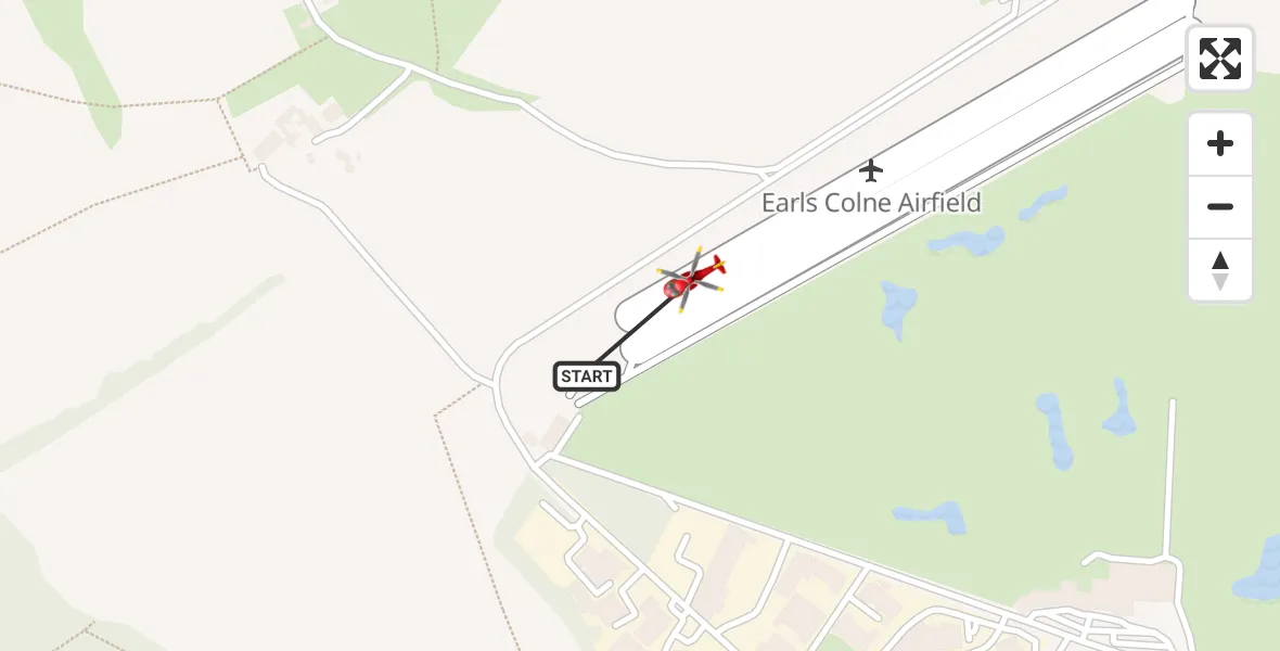 Flight route Air Ambulance Helicopter Earls Colne Airfield - Earls Colne Airfield, 30 June 2026, 13:23