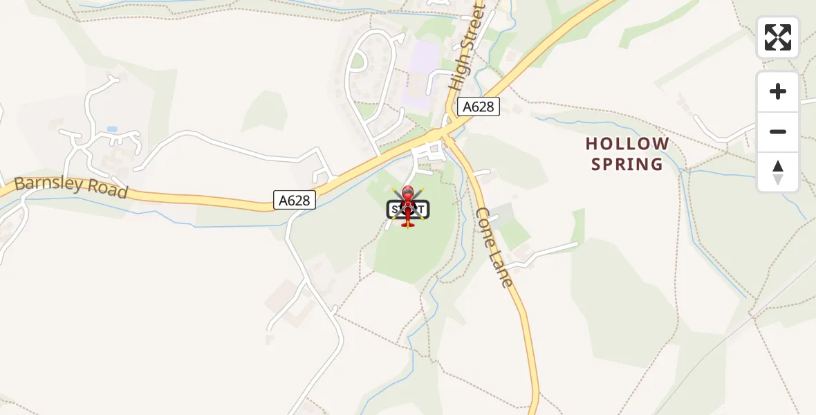 Flight route Air Ambulance Helicopter Barnsley - Barnsley, 30 June 2026, 13:38