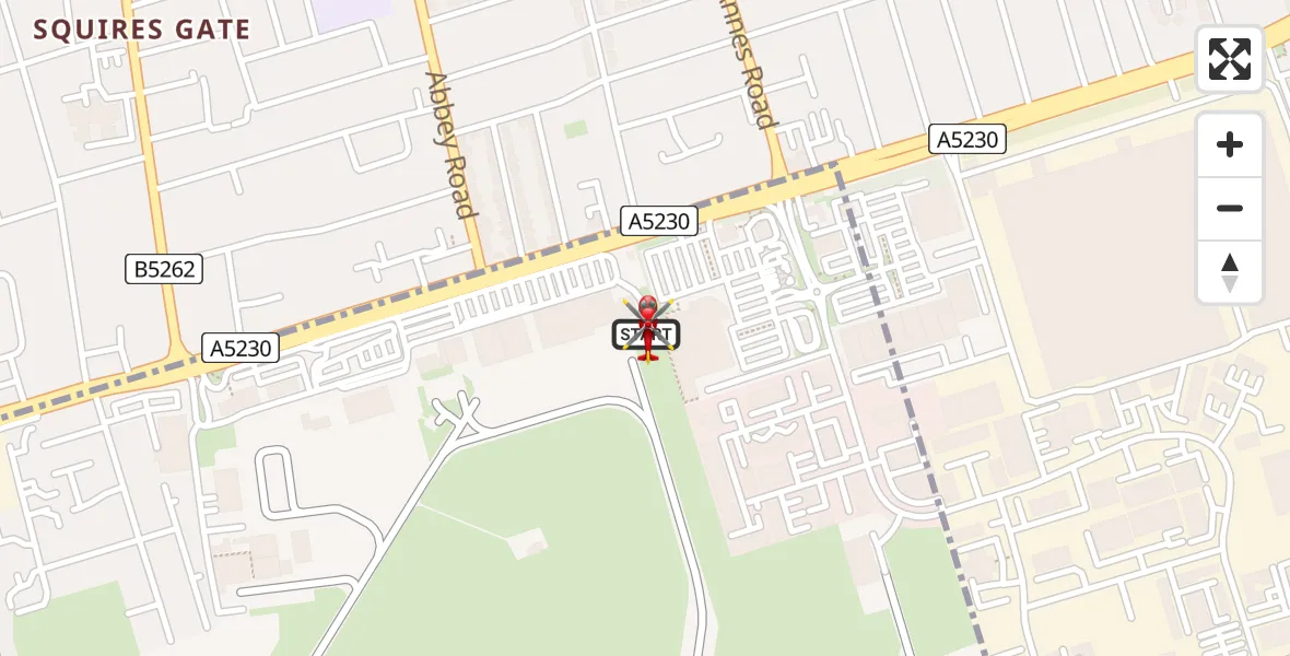 Flight route Air Ambulance Helicopter Blackpool Airport - Blackpool Airport, 30 June 2026, 13:39