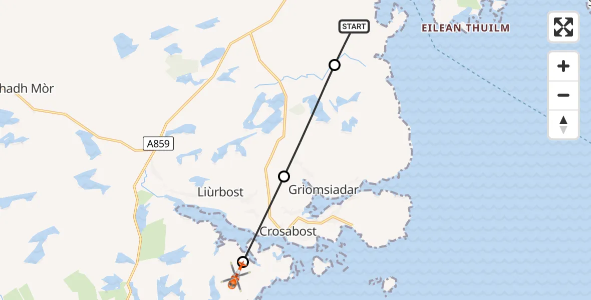 Flight route Coastguard Helicopter Steòrnabhagh - Inner Seas, 30 June 2026, 13:58