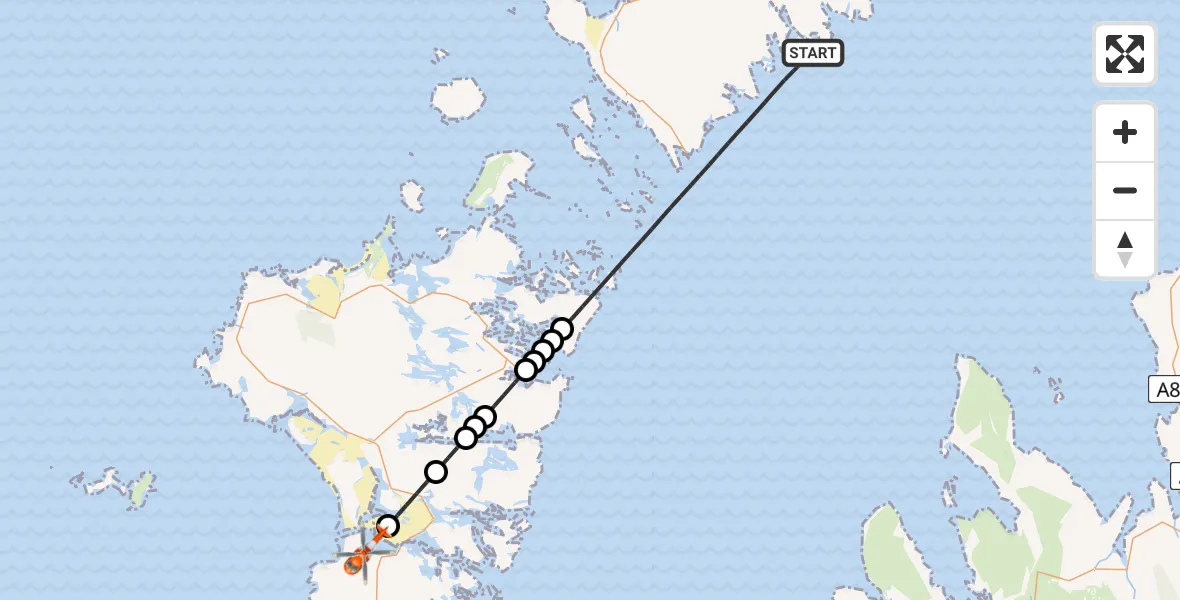 Flight route Coastguard Helicopter Inner Seas - North Atlantic Ocean, 30 June 2026, 14:10