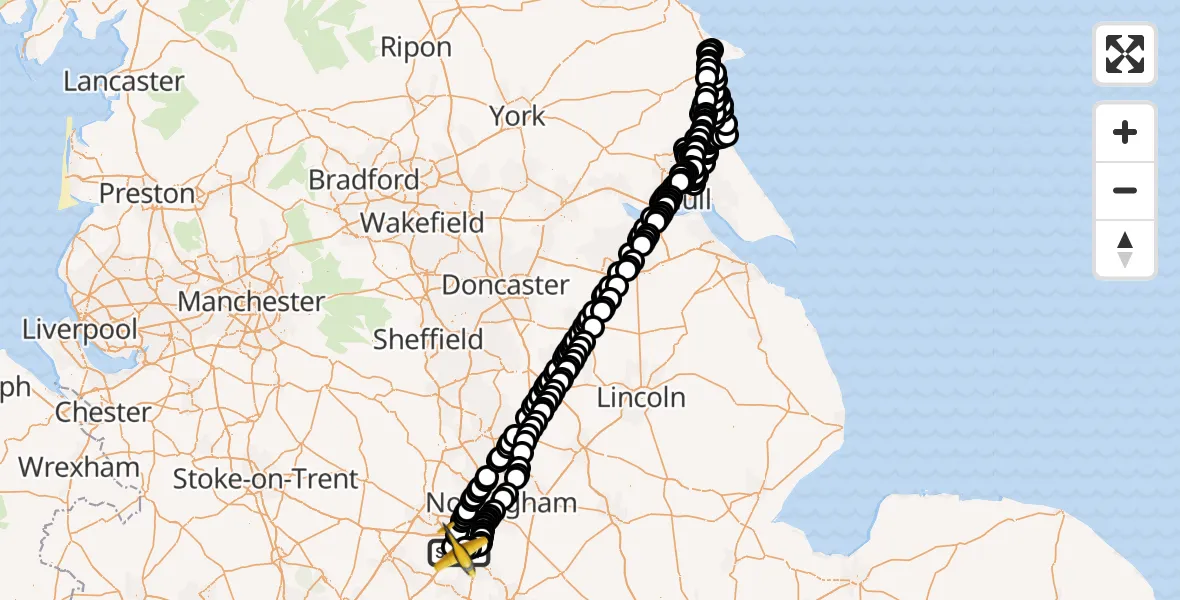 Flight route Police Aircraft East Midlands Airport - East Midlands Airport, 30 June 2026, 15:15