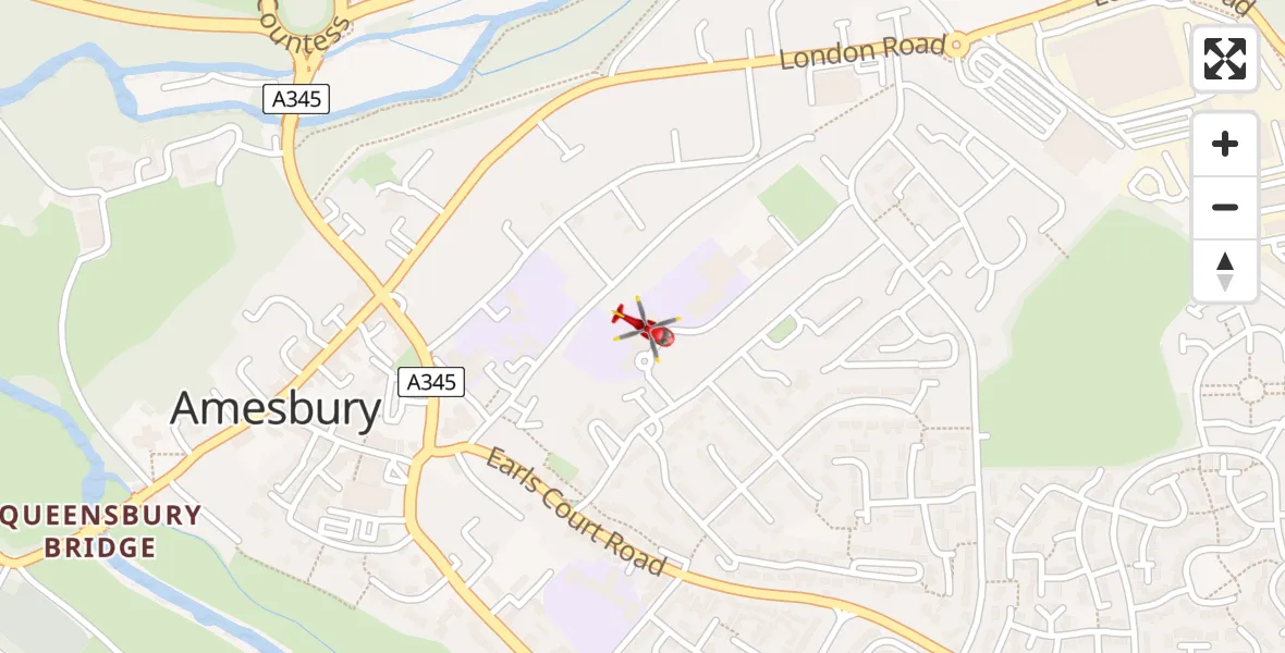 Flight route Air Ambulance Helicopter Amesbury - Amesbury, 30 June 2026, 15:53